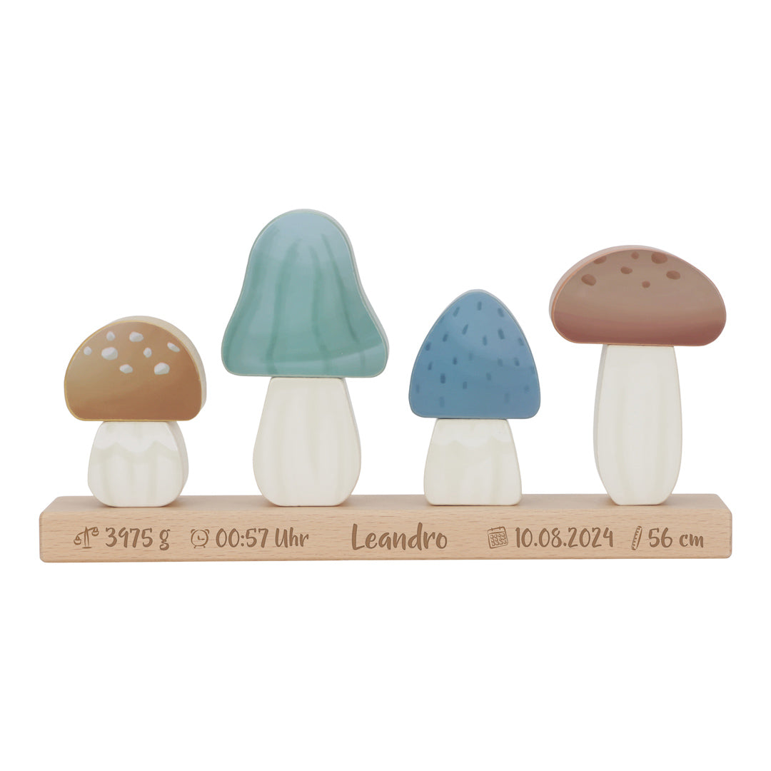 Stapel-Pilze Forest Friends personalisiert – Geschenk zur Geburt