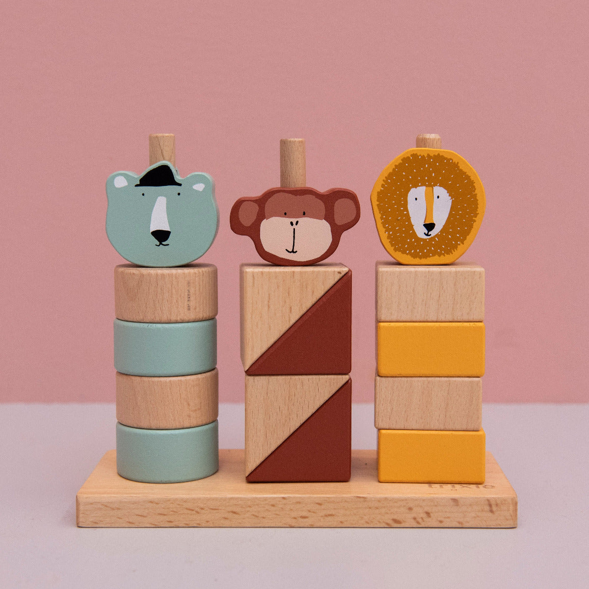 Stacking Animals Monkey/Polar Bear/Lion Wood | Trixie