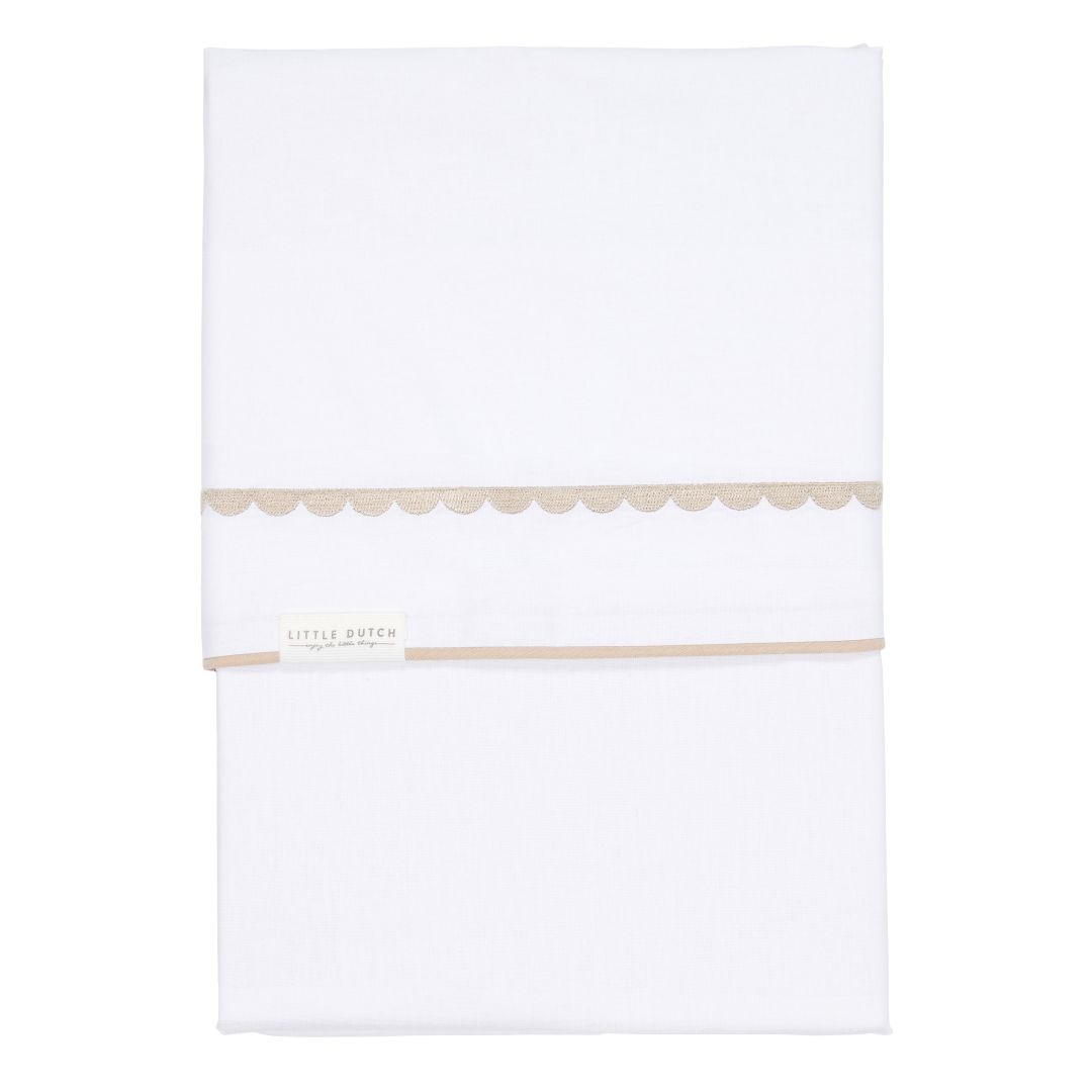 Wiegenlaken Rounded bestickt 70 x 140 cm, beige | Little Dutch