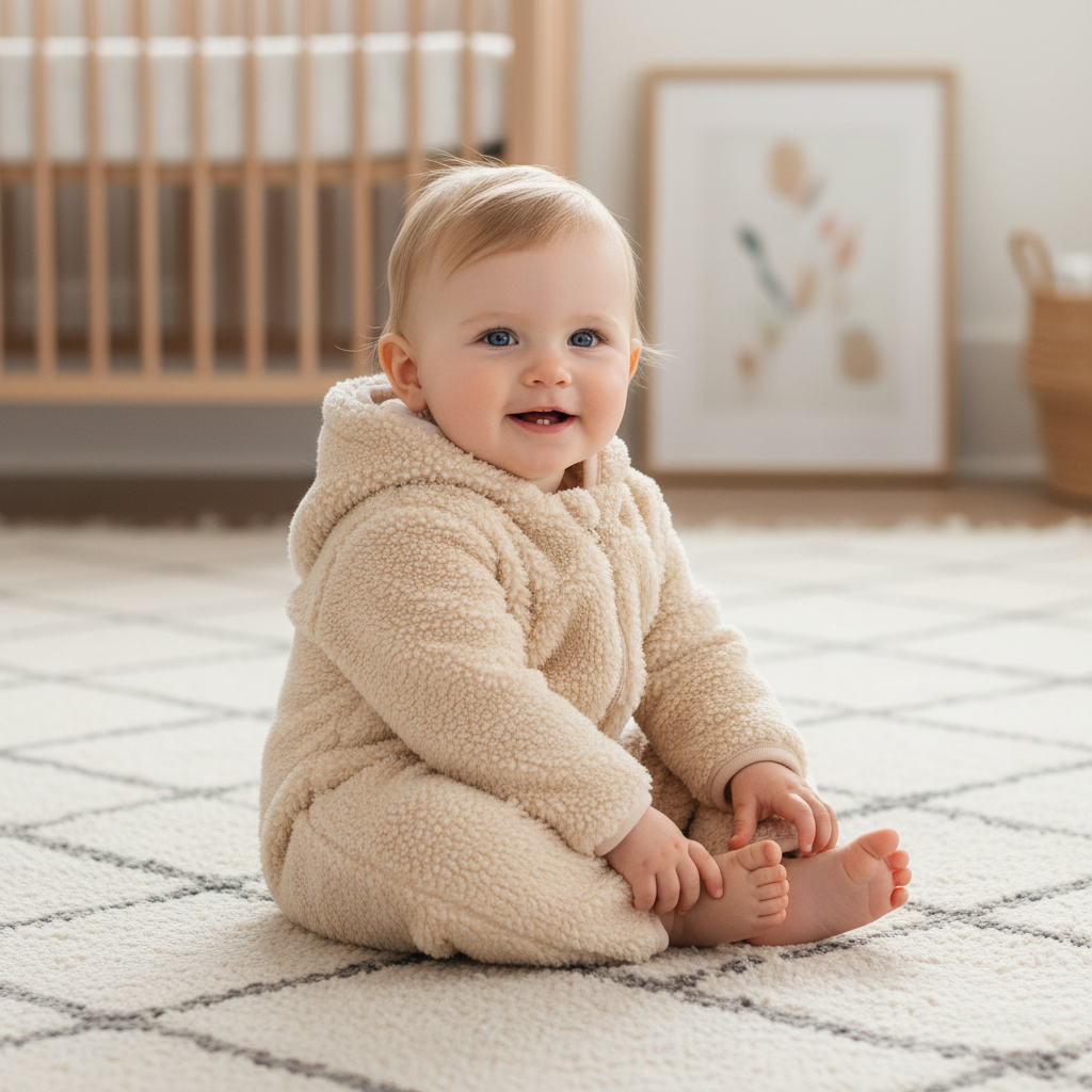 Teddy-Strampler Baby Bunny, Sand | Little Dutch