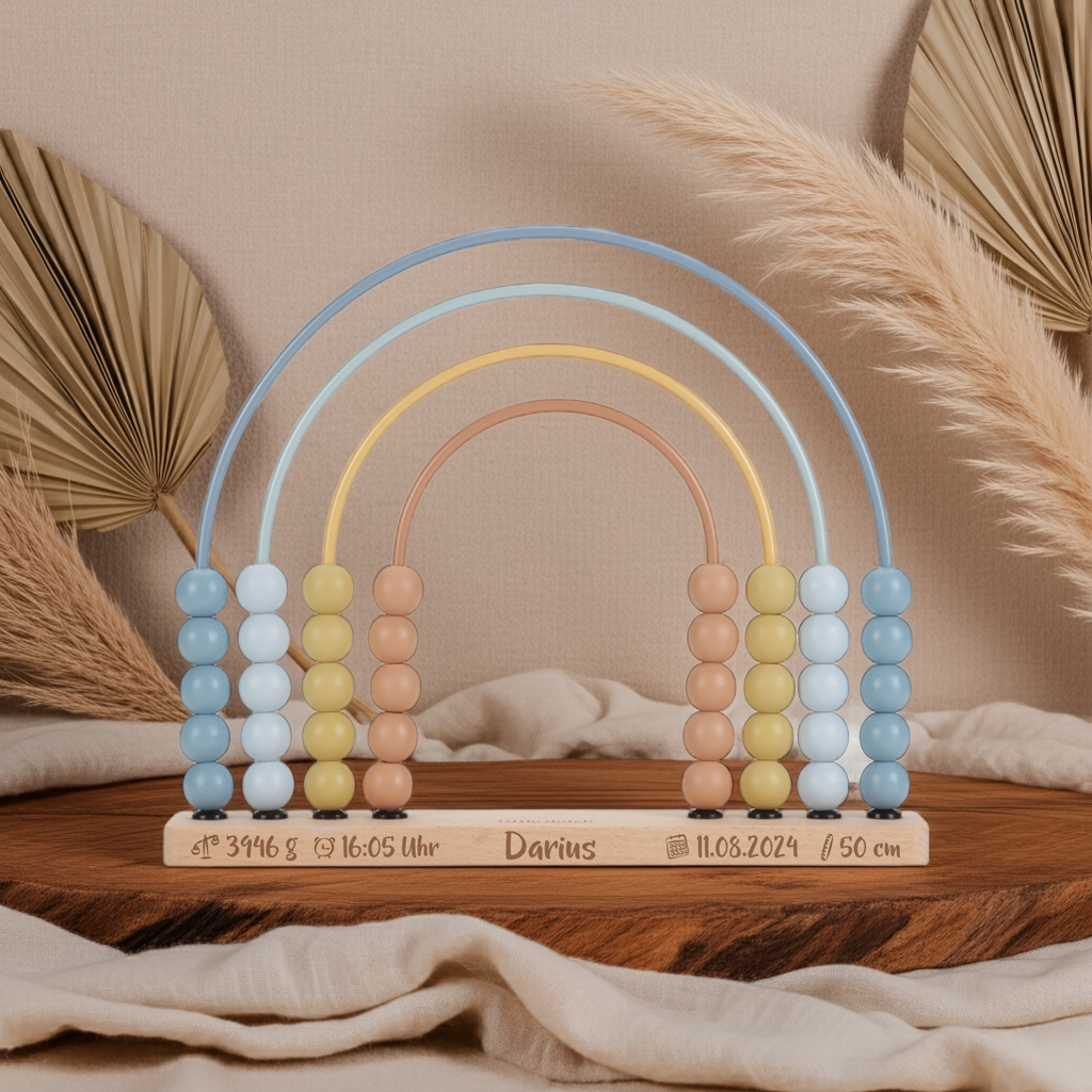 Rainbow Abacus Forest Friends Blue – Wooden Educational Toy