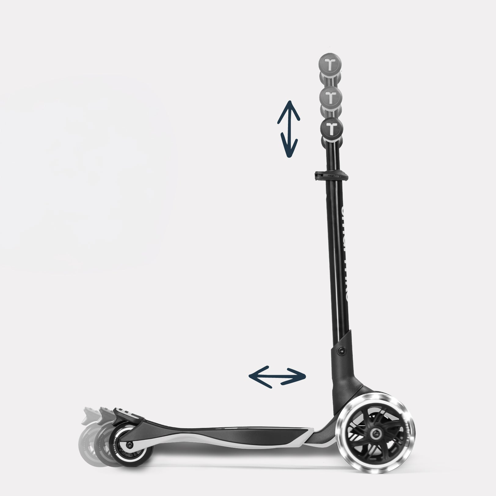 Kinder Scooter mit höhenverstellbarem Lenker und klappbarem Deck mit LED Rädern