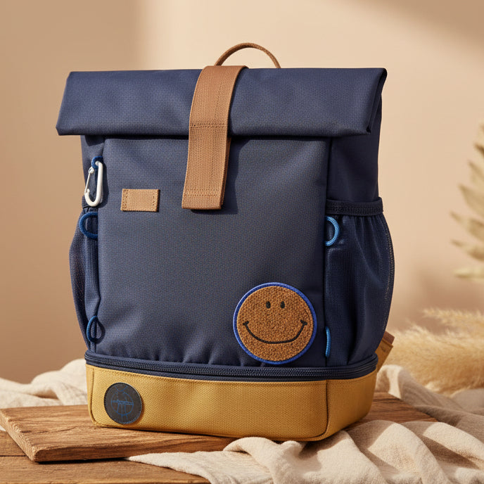 Kindergartenrucksack Rolltop - Little Gang, Dunkelblau | Lässig