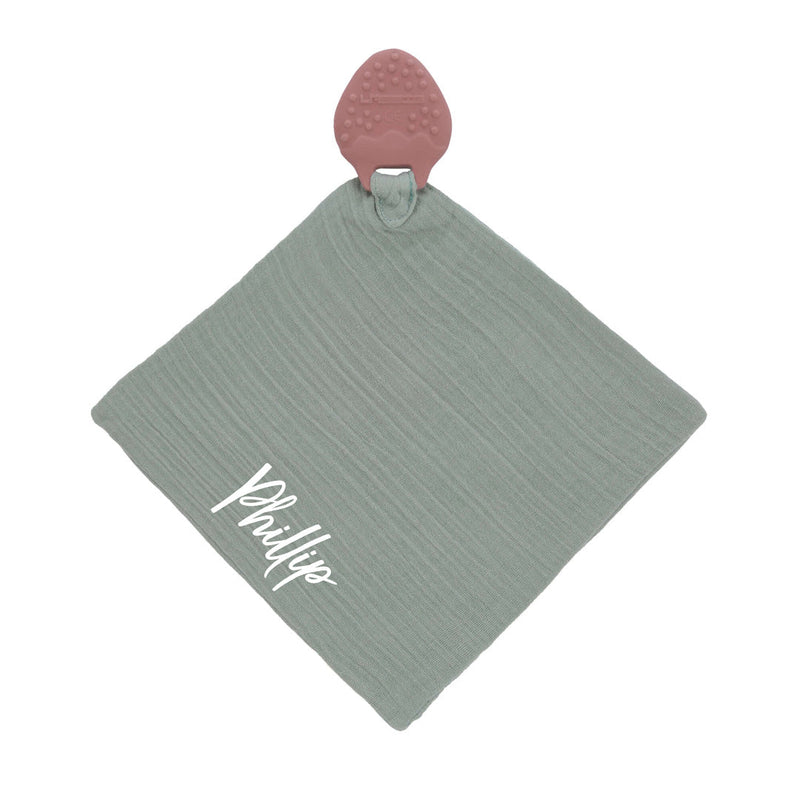 Comforter with teething aid, rubber, pink/mint | Lässig