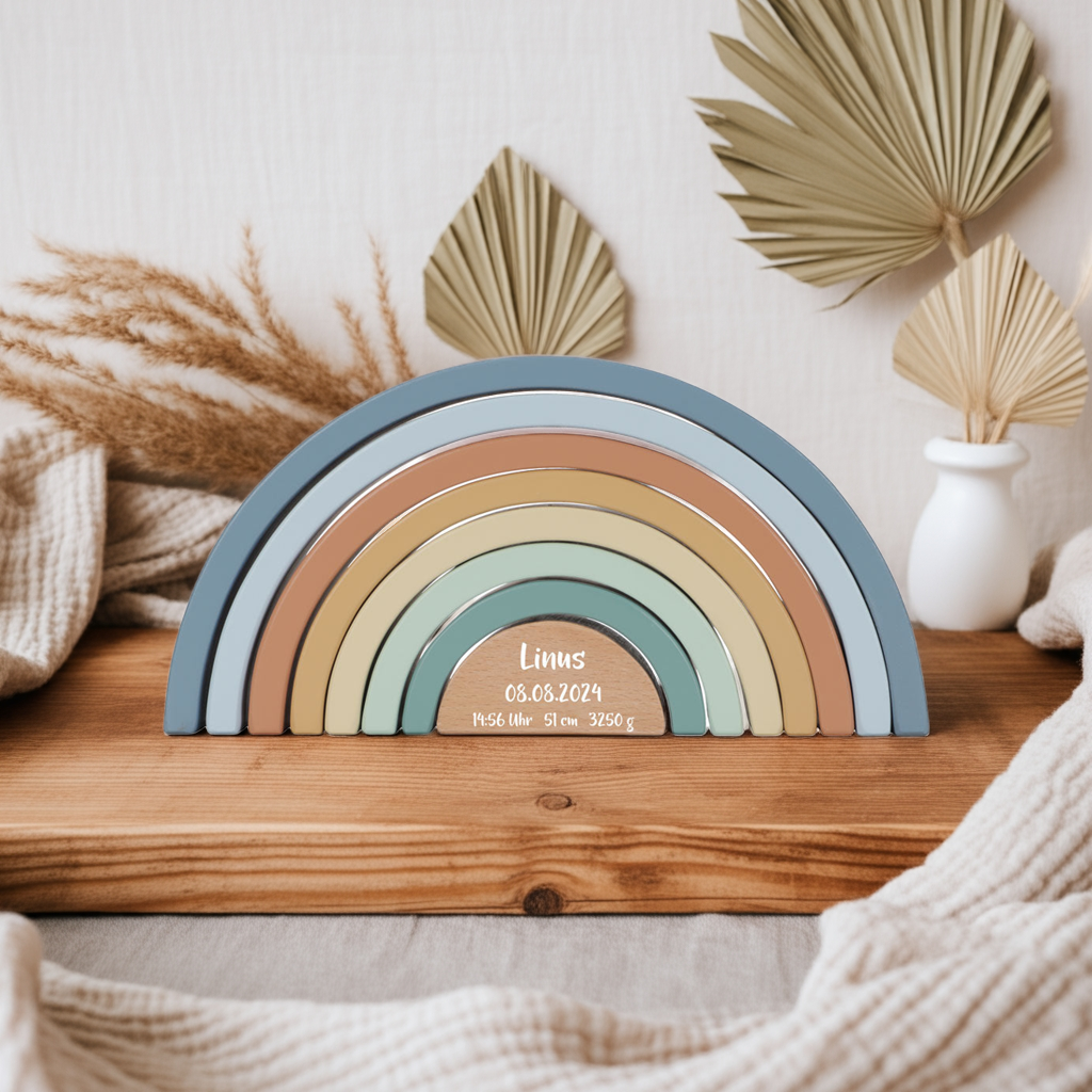 Stapelturm Regenbogen Forest Friends "Zur Geburt"