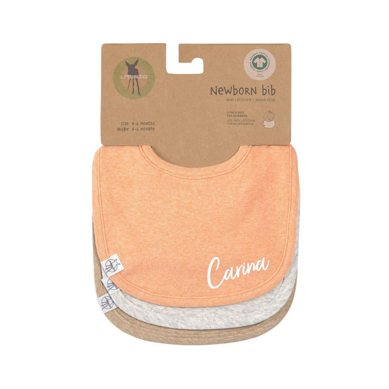 Bibs set of 3, apricot light grey beige, cotton | Lässig