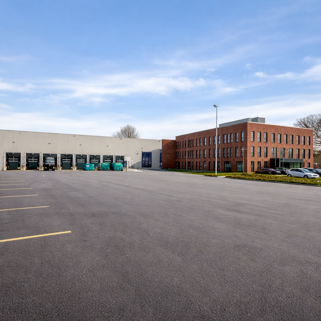 Schmatzepuffer Standort am Im Egeling 21 in Bocholt mit Verwaltungs- und Logistikgebäude