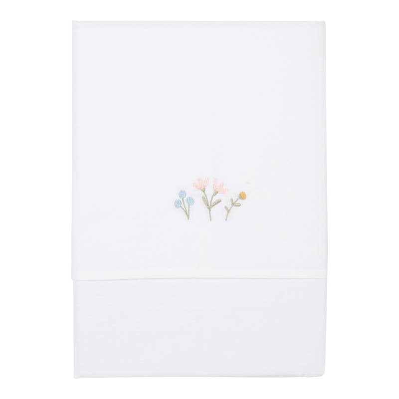 Embroidered crib sheet Flowers &amp; Butterflies | Little Dutch