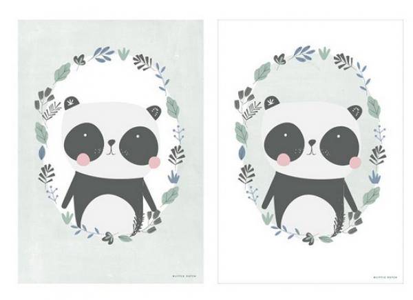 Affiche A3 Panda « impression recto verso » menthe | Little Dutch