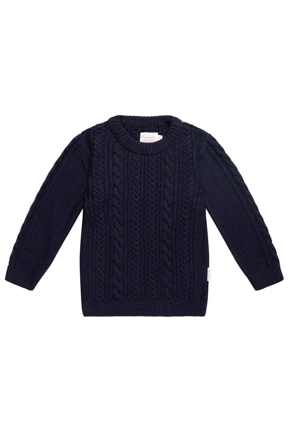 Pull en maille bleu marine, taille 74-80 | Leevje