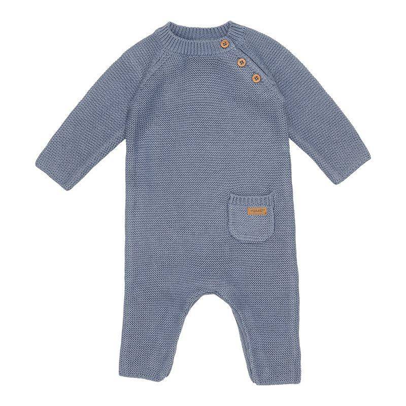 Grenouillère tricotée bleue, taille 80 | Little Dutch