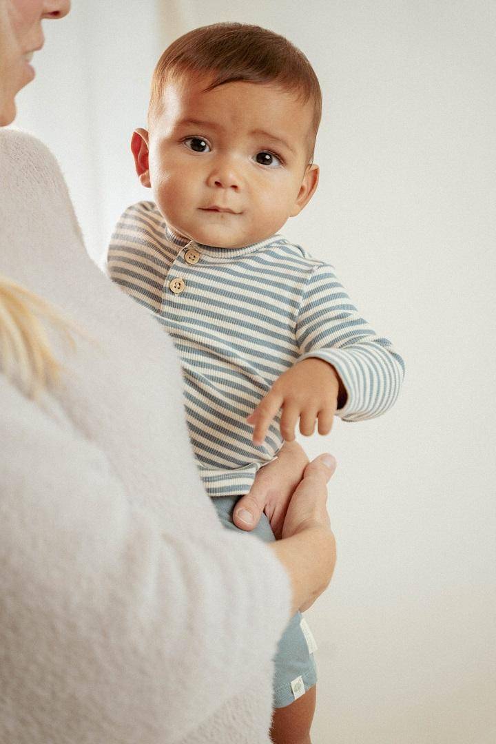 T-shirt langärmlig Stone Blue Stripe | Little Dutch