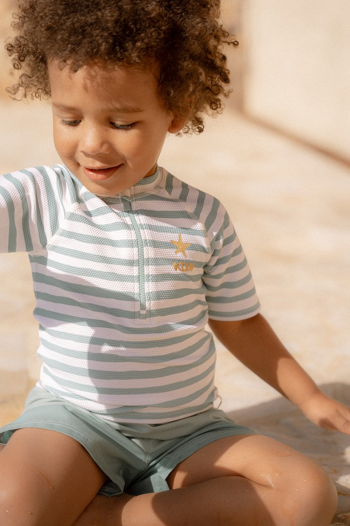 Little Dutch Seashells Surf Blue Swim Trunks