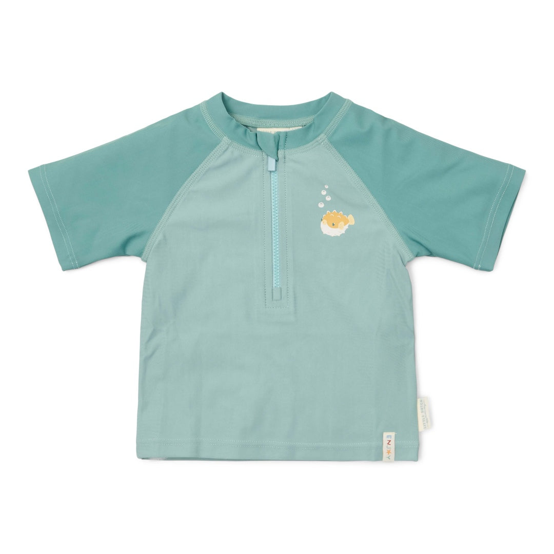 Maillot de bain à manches courtes Seashells Surf Blue | Little Dutch