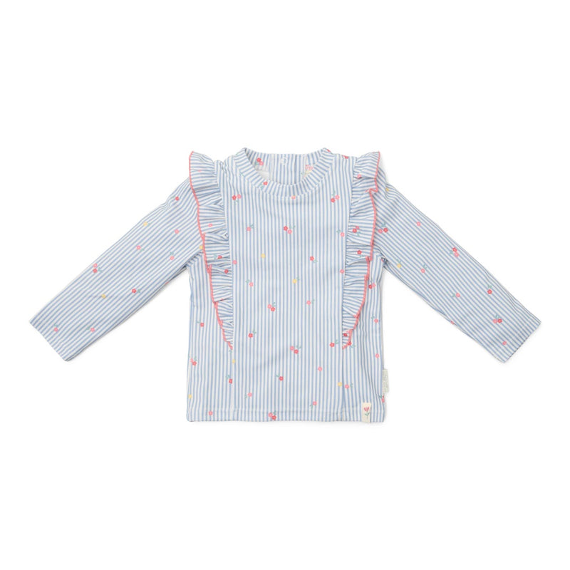 Long-sleeved swim shirt Sunny Flowers Blue | Little Dutch