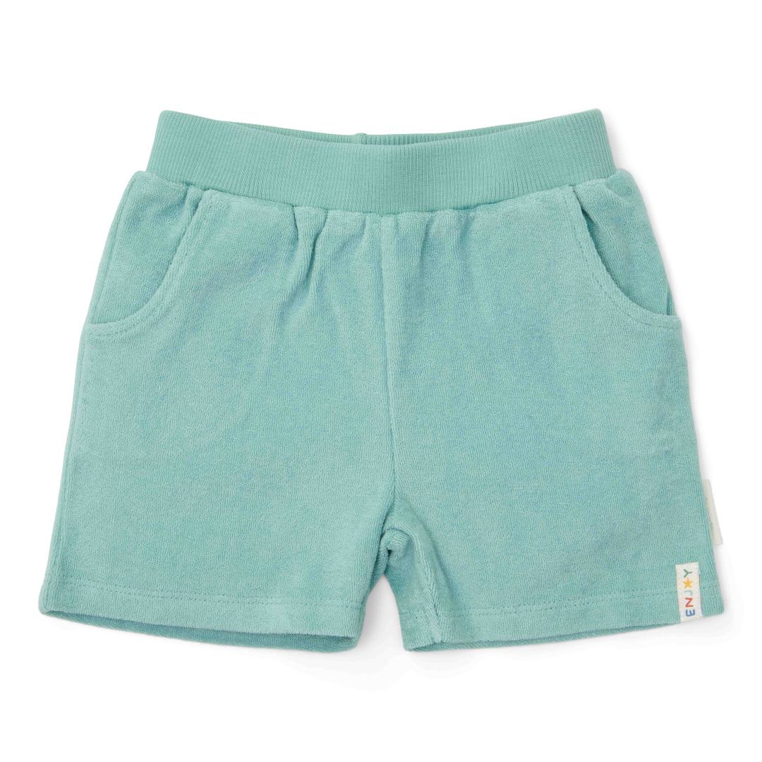 T-shirt and shorts Seashells and Stripes Surf Blue | Little Dutch