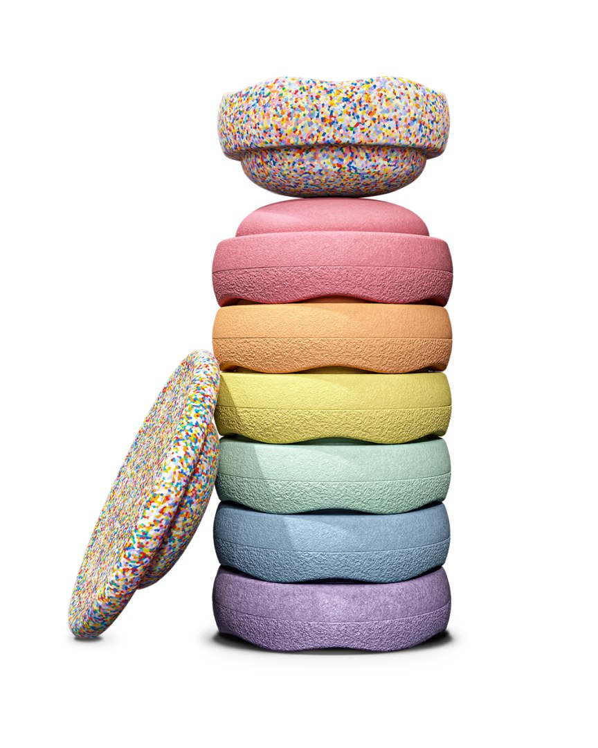 OFFRE ensemble : Balance Board gratuit + Stapelstein Rainbow Set complet – pastel | Stapelstein