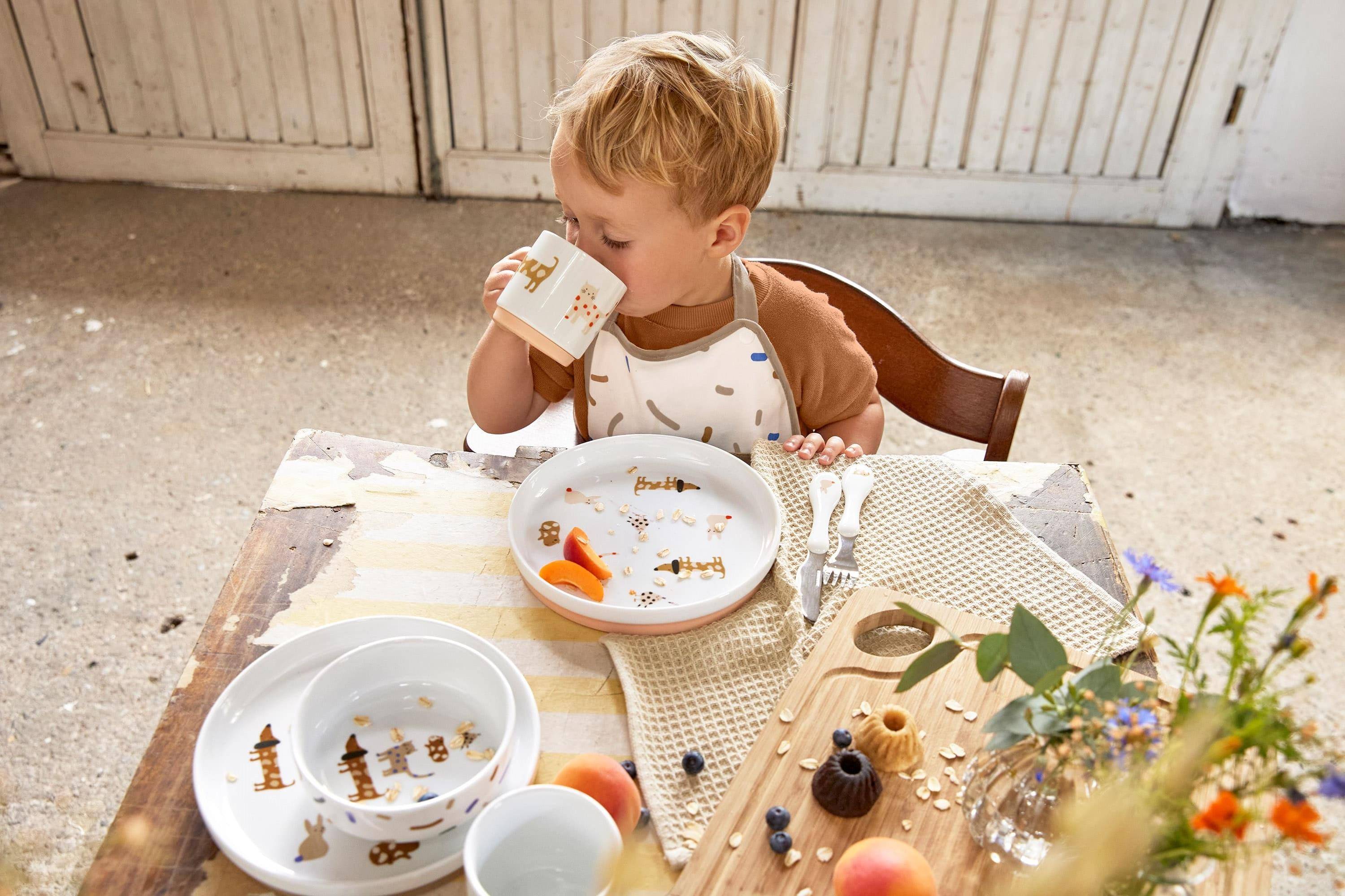 Children's porcelain dinnerware set - Little Mateys - Spicy orange | Casual