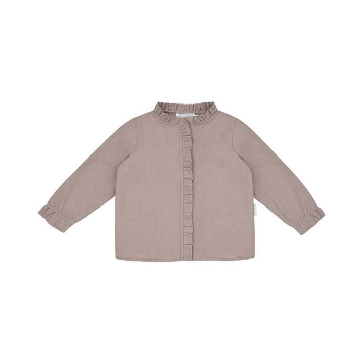 Flannel blouse with ruffle details, dusty rose, 86/92 | leevje