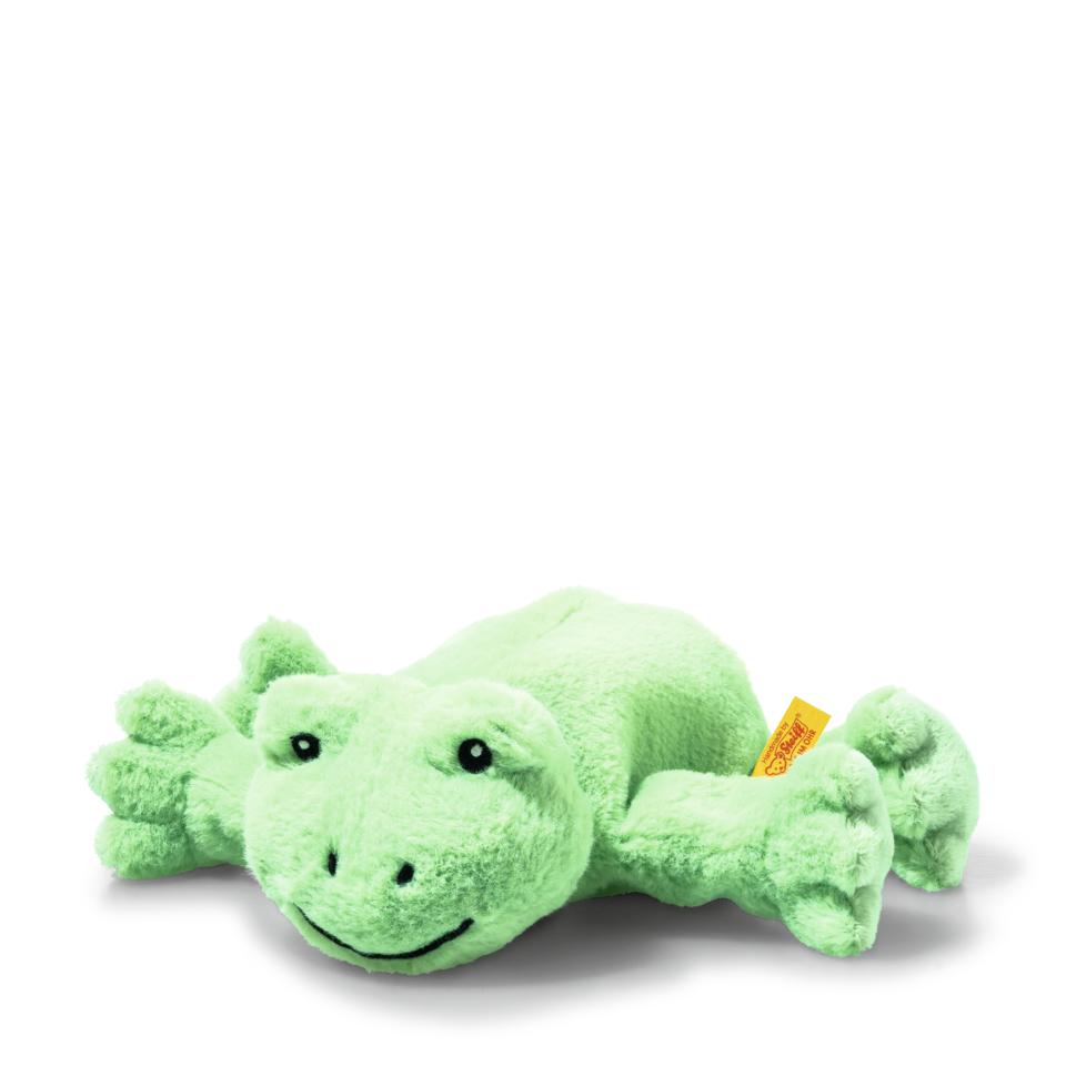 Floppy Cappy frog soft toy, light green, lying down | Steiff