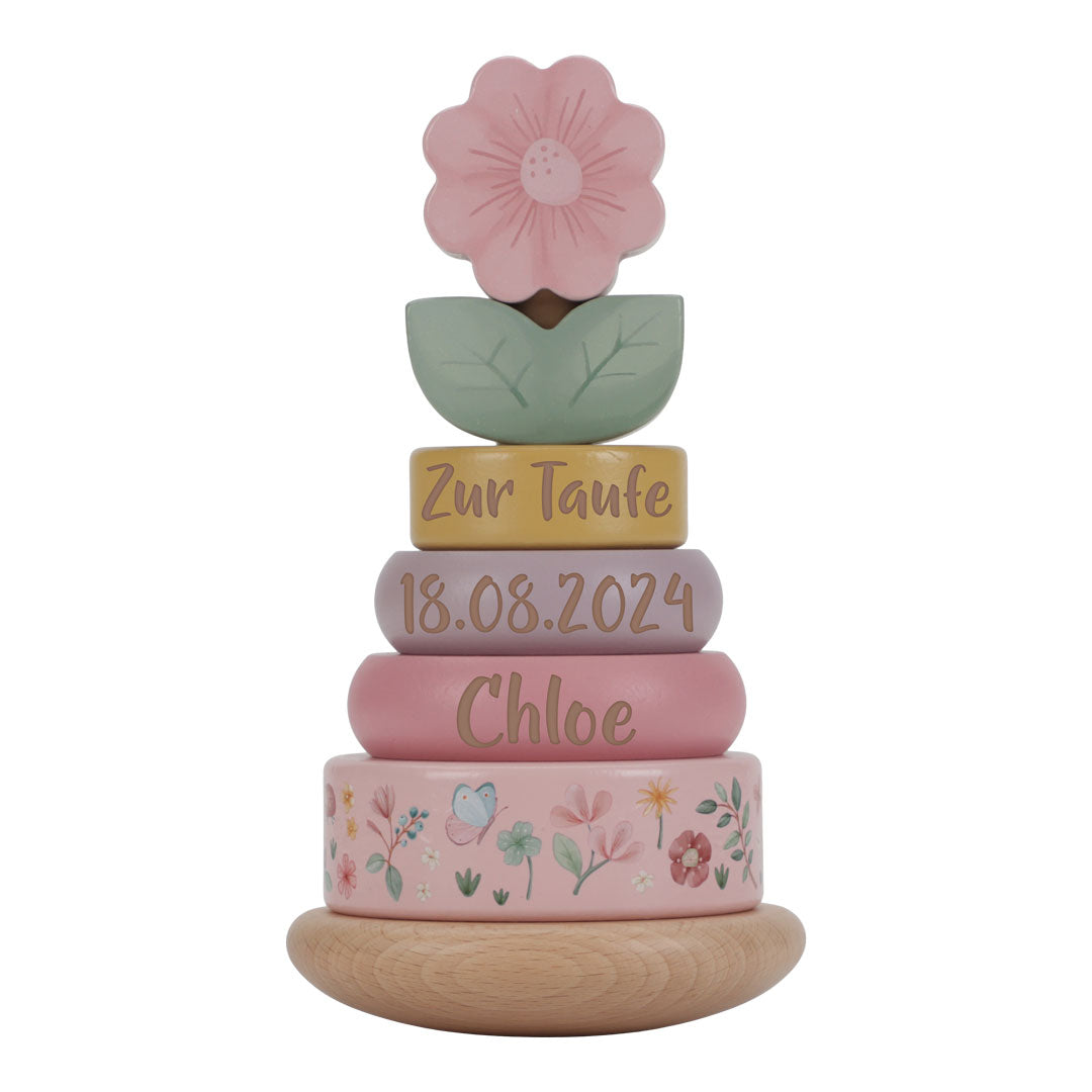 Wooden stacking tower Fairy Garden "For Baptism"