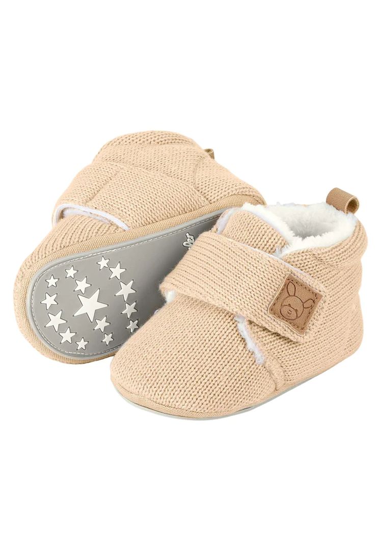 Krabbelschuhe Baby Strick Gr. 18, beige | Sterntaler