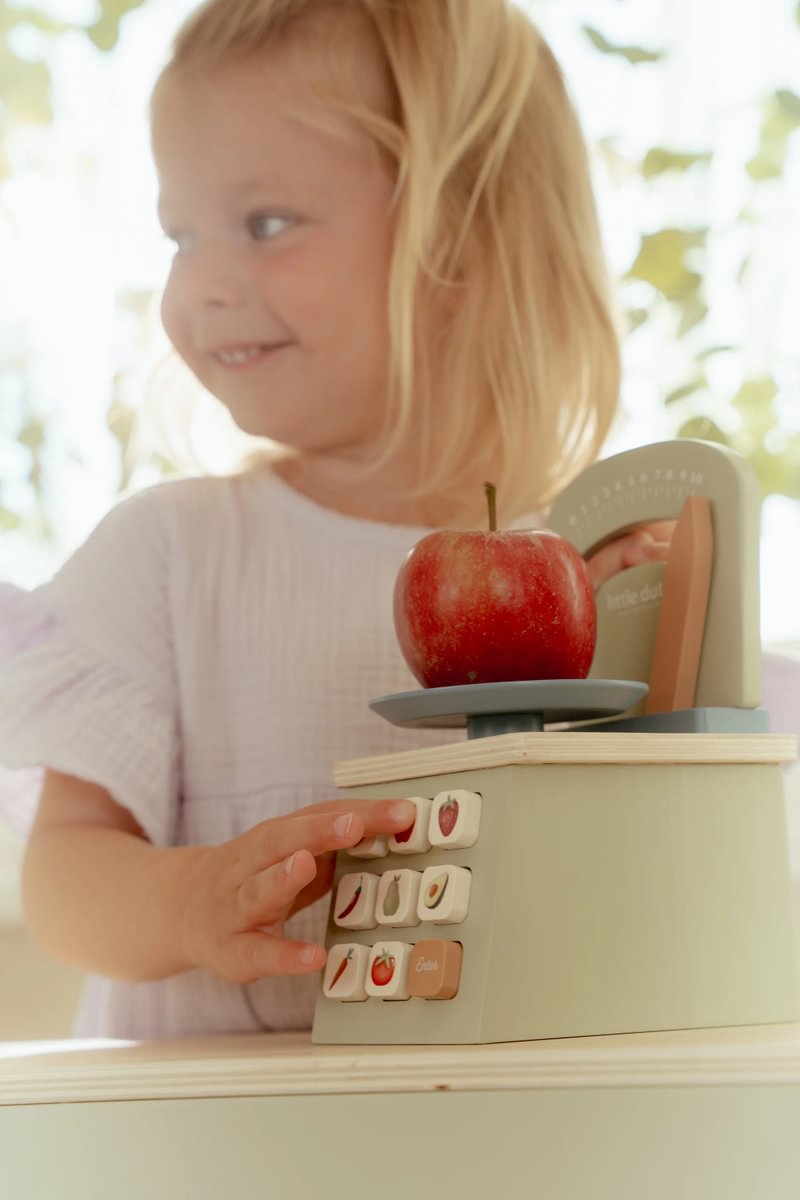 Wooden toy scale for children's kitchen – wooden toy scale