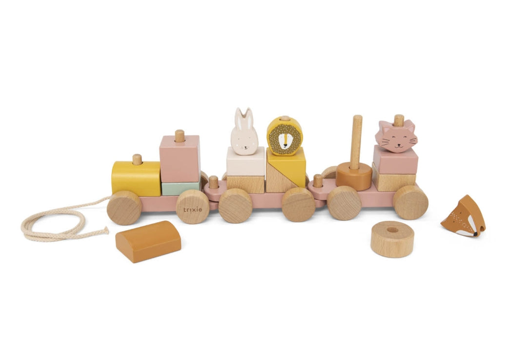 Personalized Wooden Train Animals Mrs. Cat - Gift for Christening | Schmatzepuffer