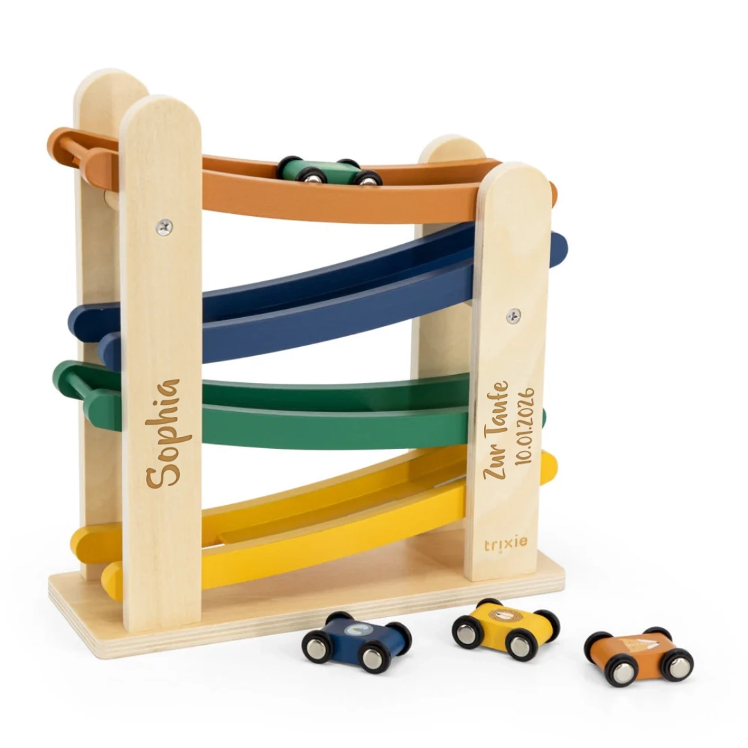 Wooden ball track with 4 cars | Trixie