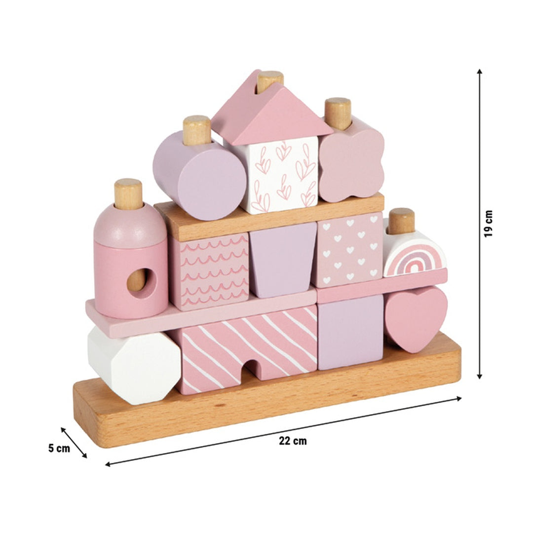 Personalisiertes Stapelhaus rosa zur Geburt | small foot by Schmatzepuffer