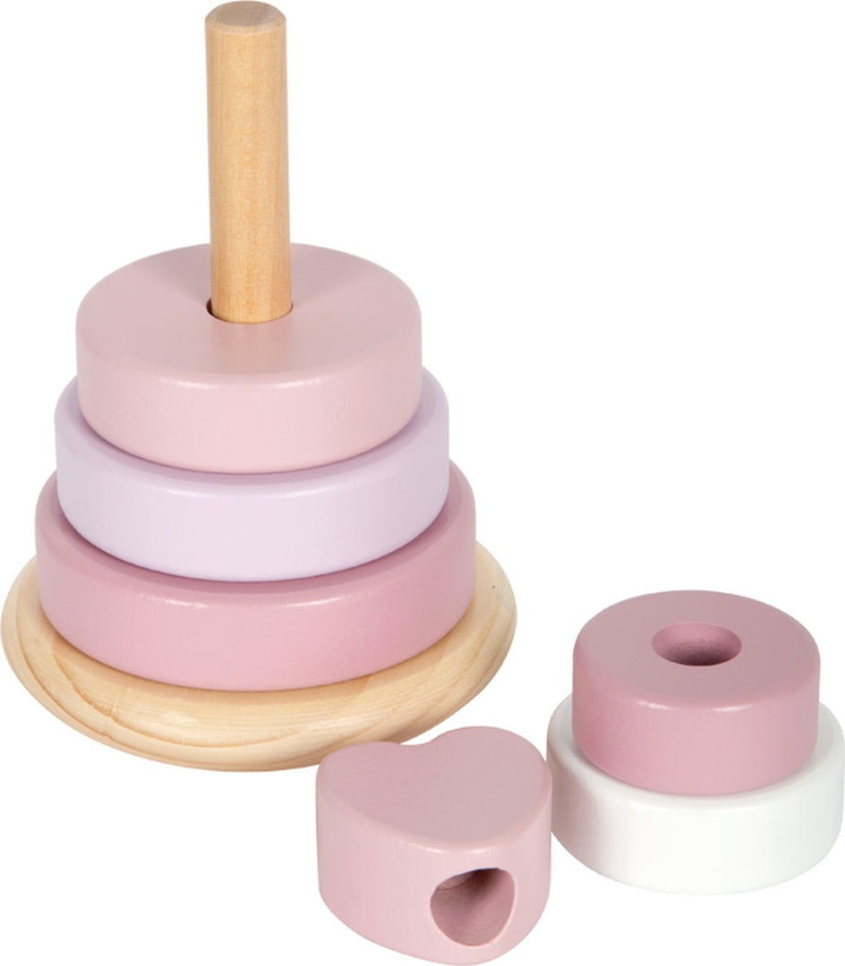 Personalized stacking tower in pink - For a christening | small foot by Schmatzepuffer