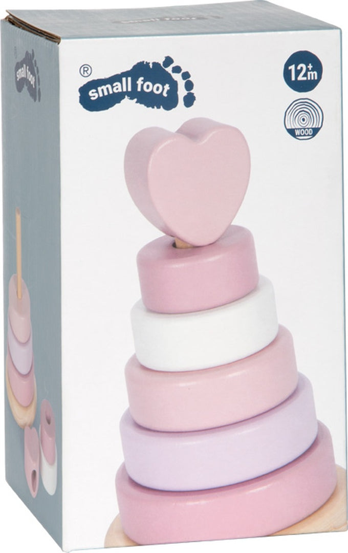 Personalized stacking tower in pink - For a christening | small foot by Schmatzepuffer