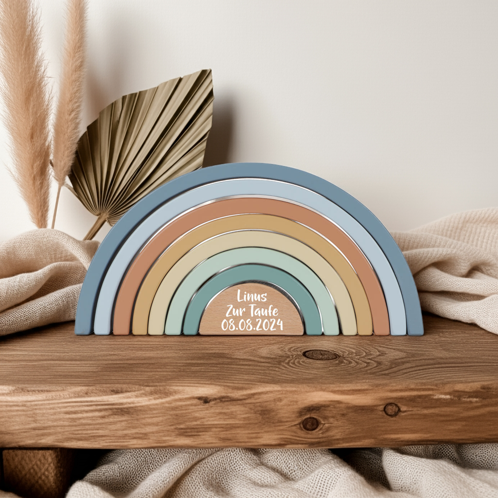 Personalized Stacking Tower Rainbow Forest Friends - Christening Gift