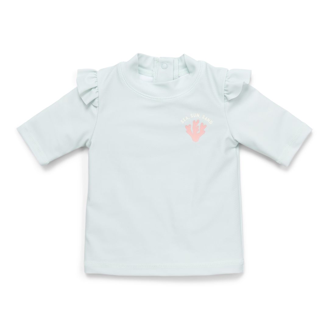 Sea Green Ruffle Swim T-Shirt for Kids