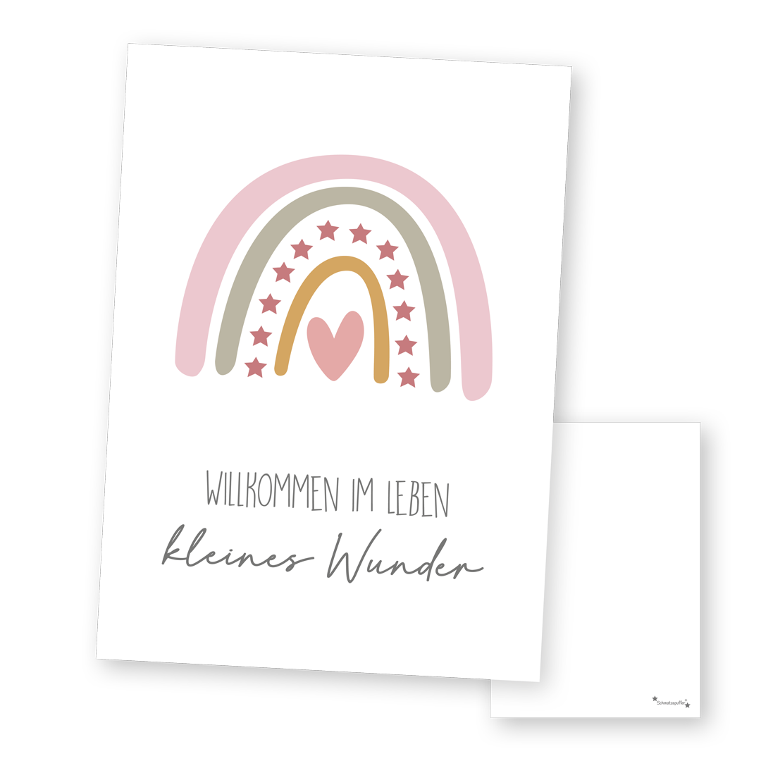 Pink "Little Miracle" Greeting Card for Birth