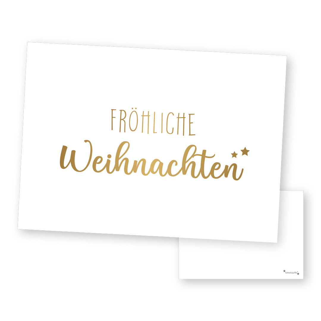 Carte de Noël dorée avec vœux de Noël | Schmatzepuffer®