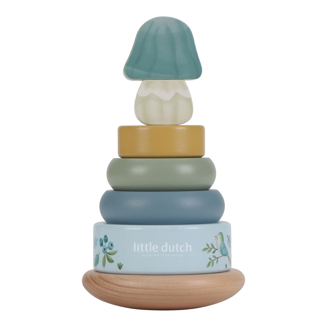 Wooden stacking tower with rings Forest Friends "For Baptism" | Little Dutch
