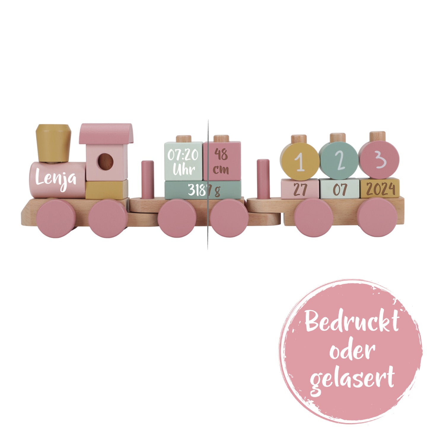 Personalisierter Holz-Zug Fairy Garden – Geschenk zur Geburt