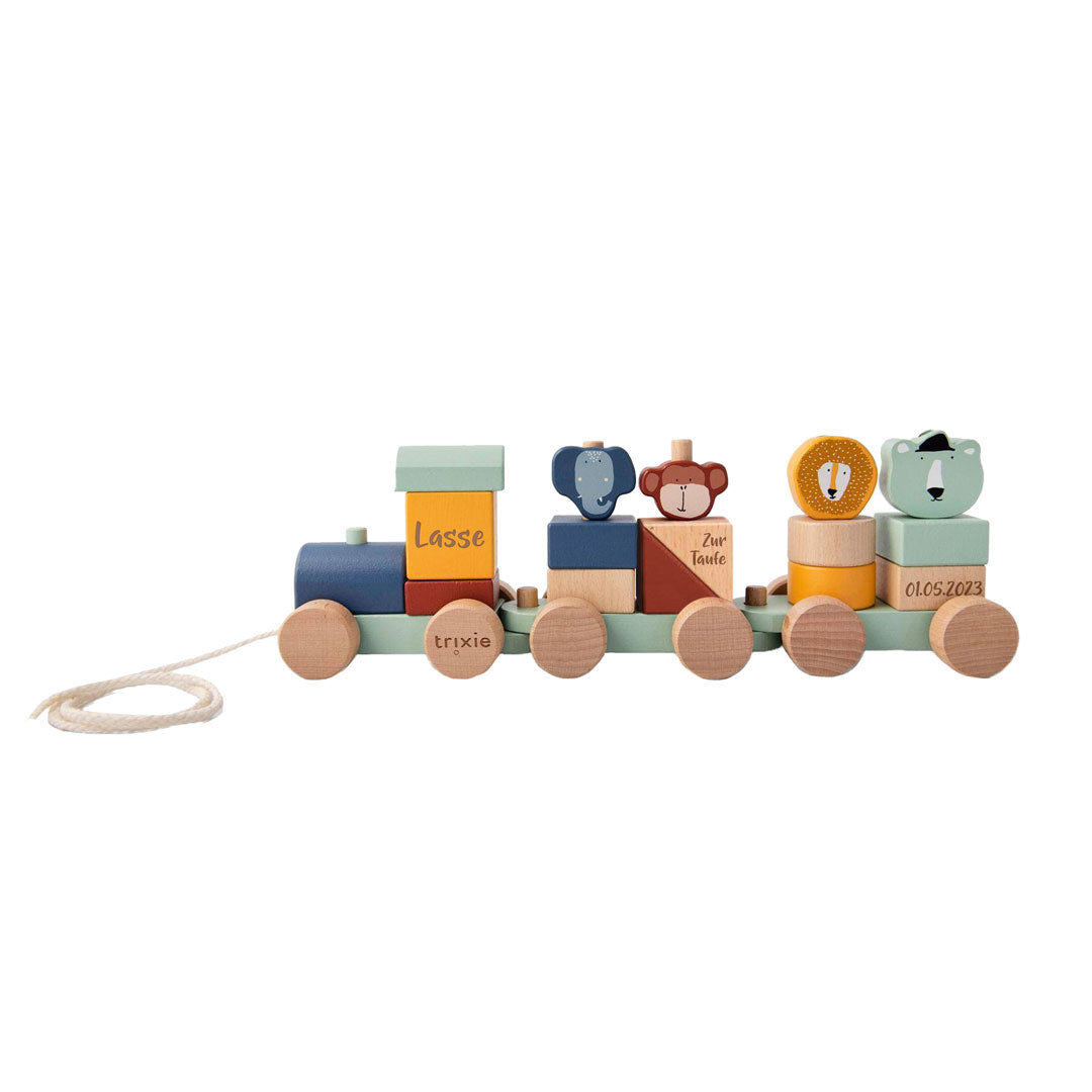 Wooden train with animals - For a christening - laser-cut | Trixie