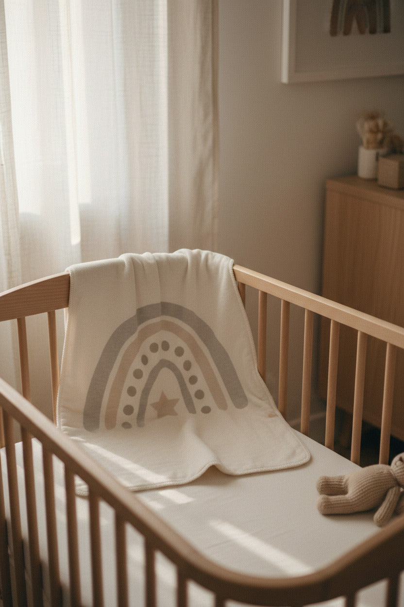Babydecke Regenbogen aus Bio-Baumwolle – Geschenk zur Geburt | Schmatzepuffer