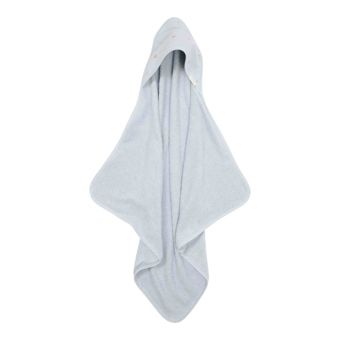 Embroidered hooded towel, blue, 100 x 100 cm | Little Dutch