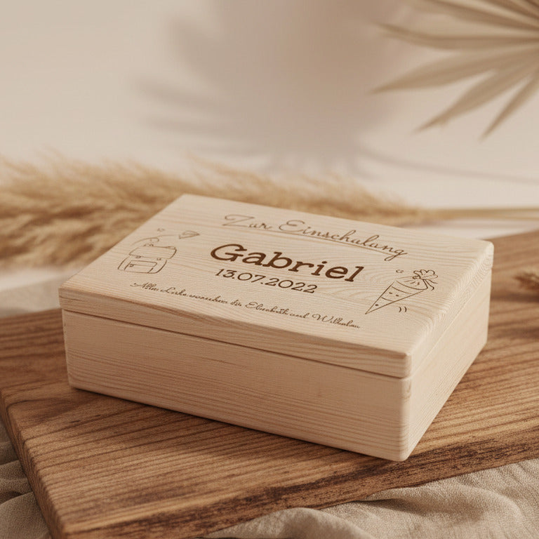 XL Memory Boxes - Natural Wood - Christening / School / Kindergarten / Communion - Personalized | Smack Boxes