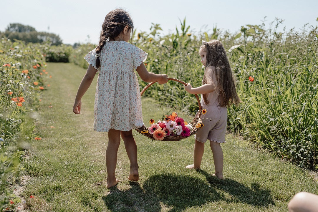 Kurzarm Kleid in Creme für Babys und Kinder