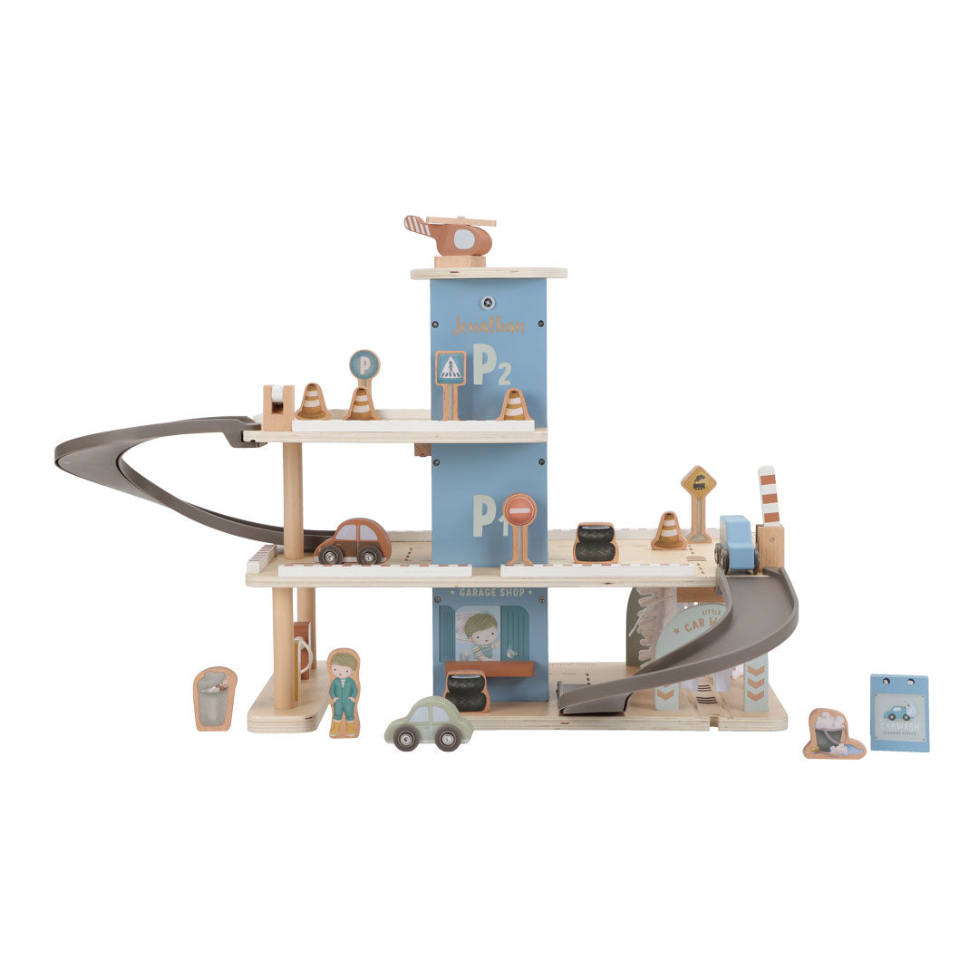 Personalized wooden train parking garage | Schmatzepuffer