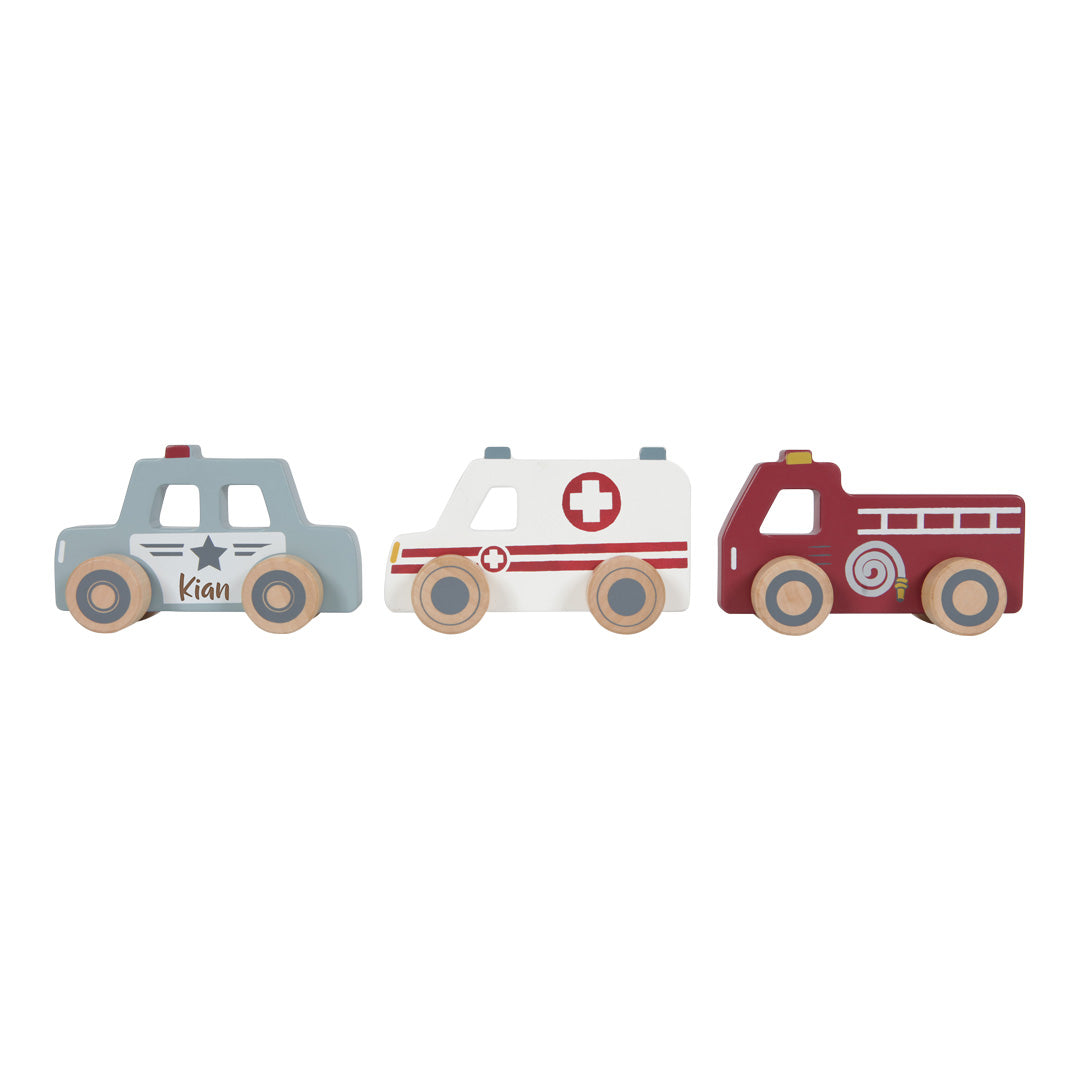 Emergency vehicles 3-piece set, wood