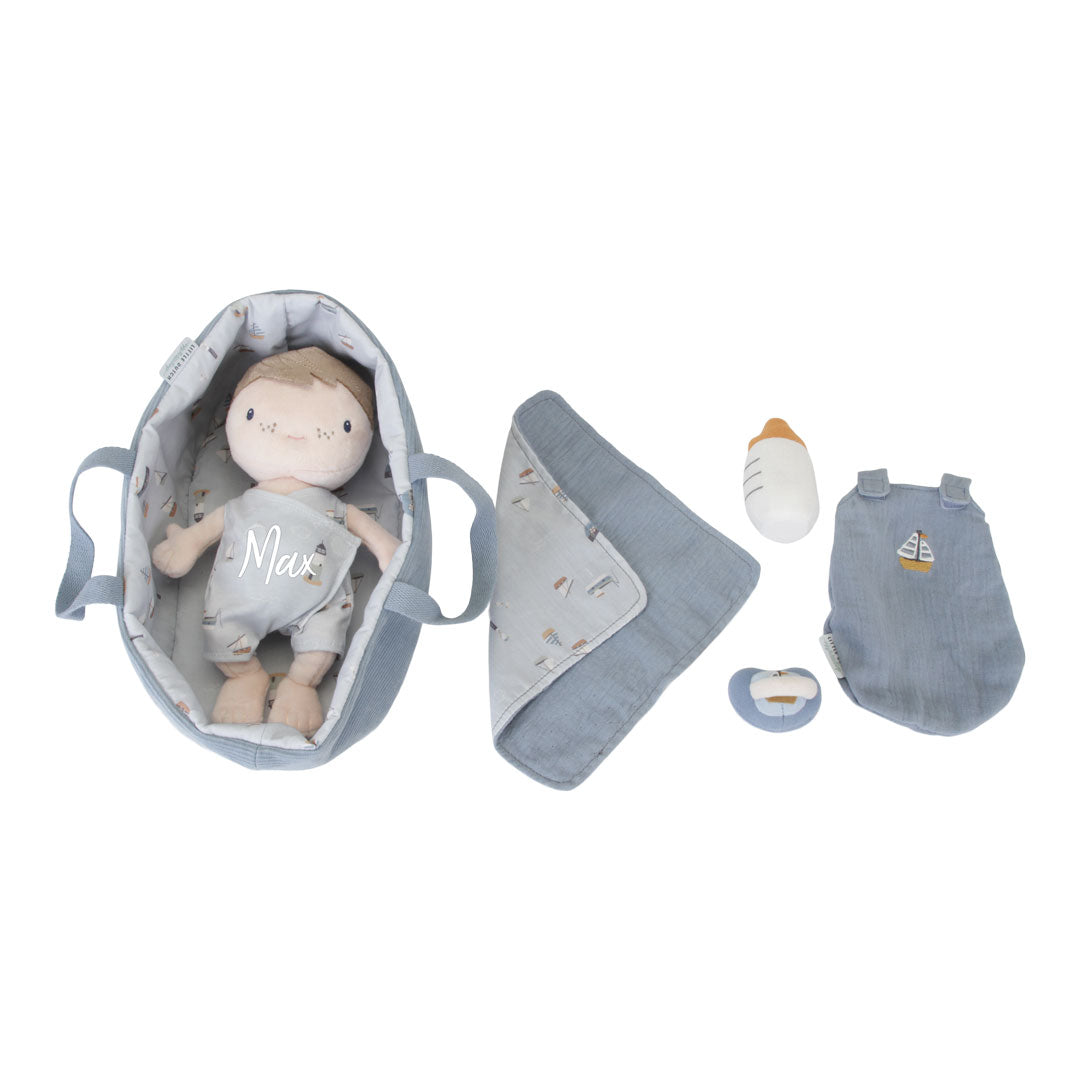Kuschelpuppe Baby Jim mit Pflegeset Sailors Bay, blau