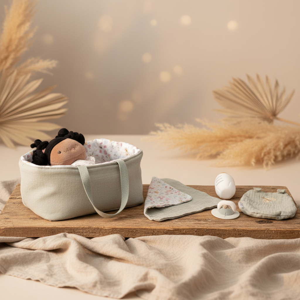 Kuschelpuppe Baby Evi mit Pflegeset Flowers & Butterflies