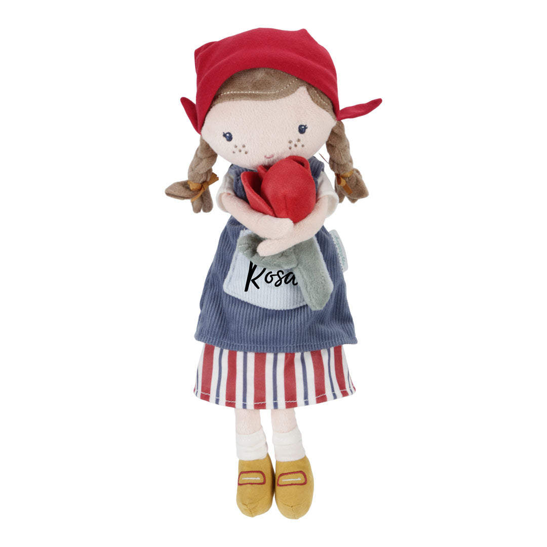 Personalized Cuddly Doll Pink with Tulips – Loving Gift for Girls
