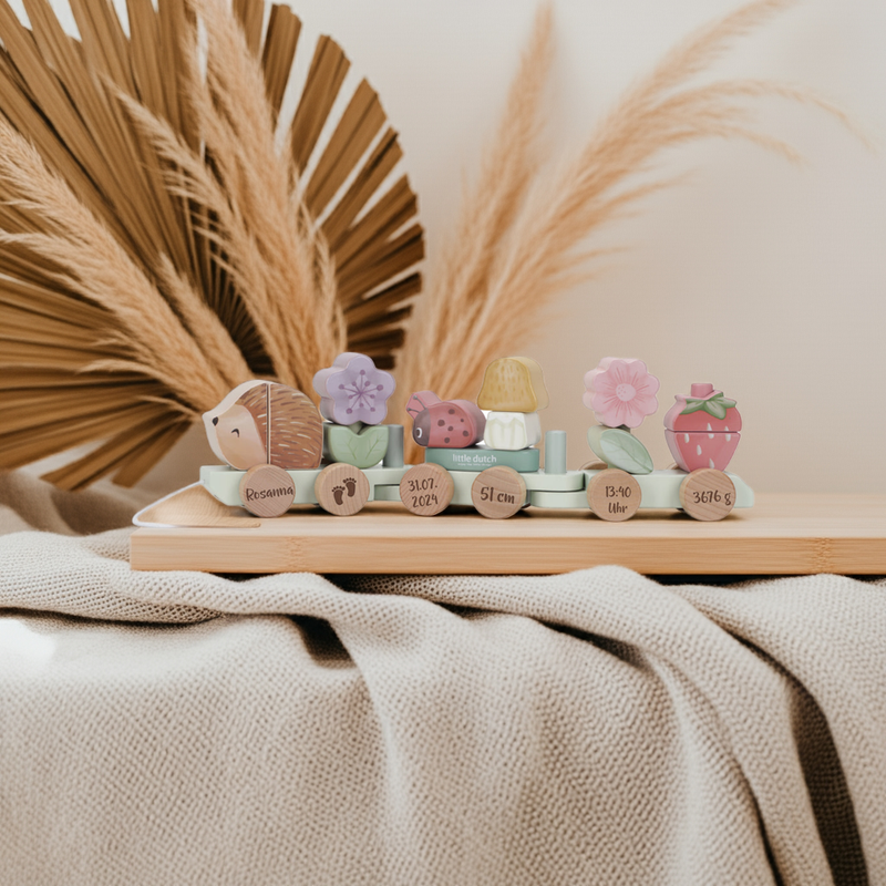 Holz-Zug Igel Fairy Garden "Zur Geburt" | Little Dutch