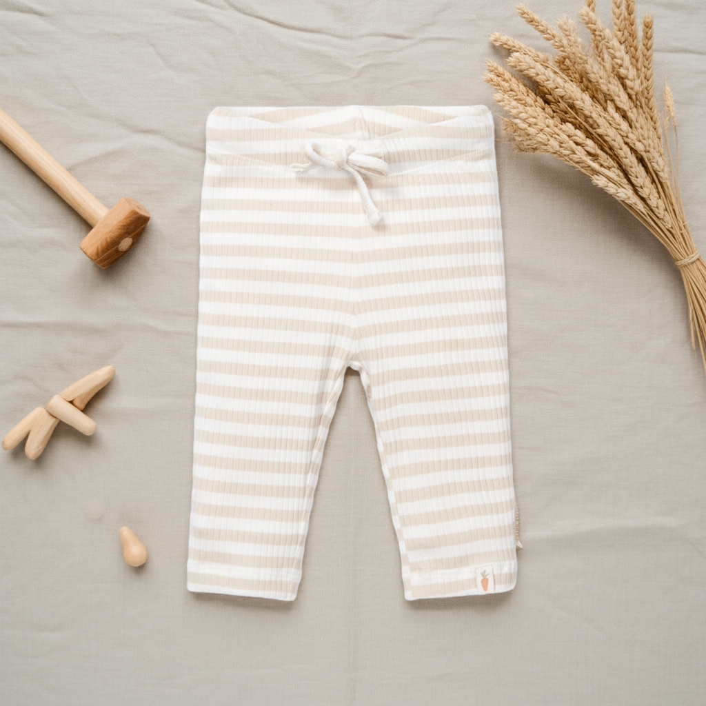 Pantalon rayé sable/blanc | Little Dutch
